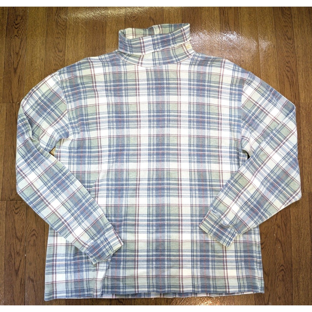 Willow Bay Womens Medium Plaid Turtleneck Long Sleeve Top Blue Green Red Knit
